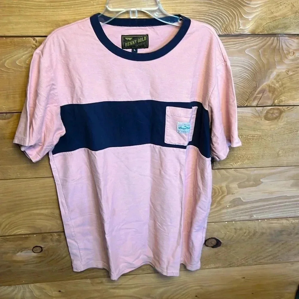 Benny Gold Womens shirt short sleeve pink blue summer casual cotton streetwear